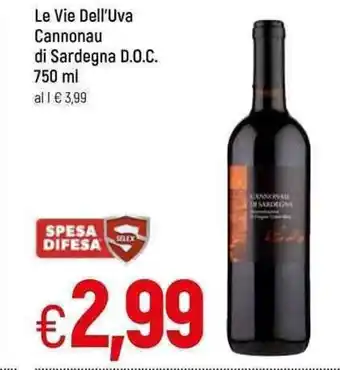 Le Vie Dell'Uva Cannonau di Sardegna D.O.C. 750 ml