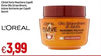 Famila L'Oréal Paris Maschera Capelli Elvive Olio Straordinario, Azione Nutriente per Capelli Secchi offerta