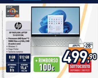 Amdo  ryzen 1000 ses s  + rimborso  100€  699,9€ -28%  499,⁹0  sottocosto disponibili 1.500 pezzi