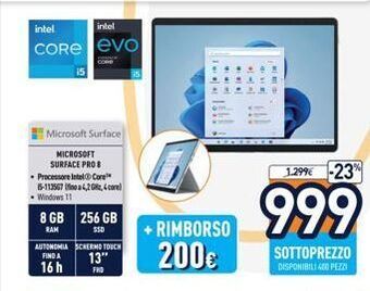 Unieuro Rimborso 200€ offerta