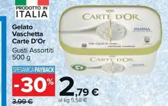 Carrefour Market Gelati vaschetta carte d'or gusti assortiti 500g offerta