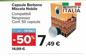 Carrefour Market Capsule borbone miscela nobile compatibile nespresso conf 50 capsule offerta