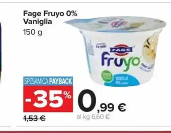 Carrefour Market Fage fruyo 0% vaniglia 150g offerta