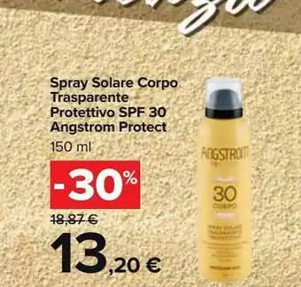 Carrefour Market Spray  solare corpo trasparente protettivo spf 30 angstrom protect 150 ml offerta