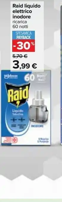 Carrefour Market Raid liquido elettrico inodeore 60 notti offerta