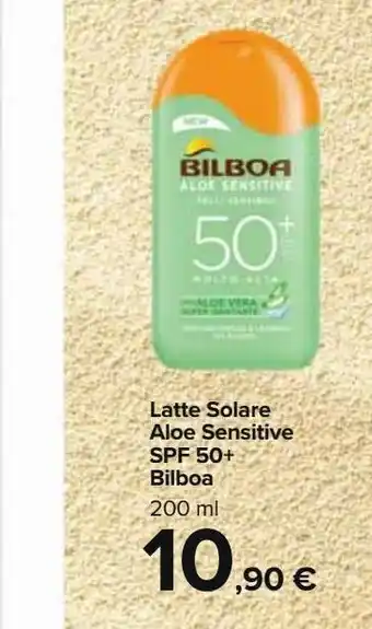 Carrefour Market Latte solare bilboa aloe sensitive spf 50+ 200ml offerta