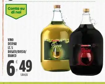 Despar Vino despar lt 5 rosato, rosso, bianco offerta