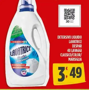 Despar Detersivo liquido lavatrice despar 40 lavaggi classico/color/marsiglia offerta