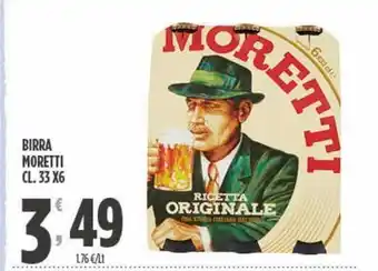 Despar Birra moretti cl 33x6 offerta