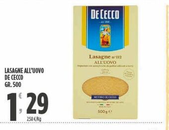 Despar Lasagne all'uovo de cecco gr 500 offerta