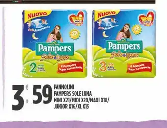 Despar Pannolini pampers sole luna mini/midi/maxi/junior offerta