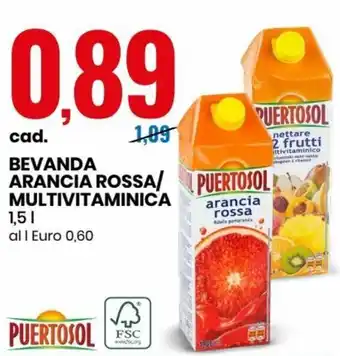Eurospin Puertosol Bevanda Arancia Rossa/Multivitaminica 1,5 l offerta