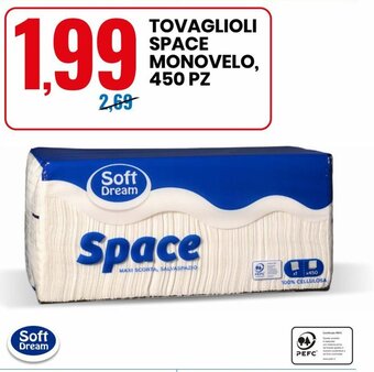 Eurospin Soft Dream Tovaglioli Space Monovelo, 450 pz offerta