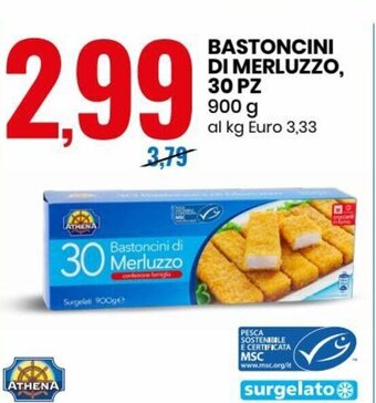 Eurospin Athena Bastoncini Di Merluzzo, 30 pz 900 g offerta