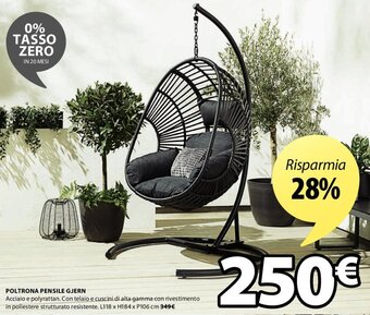 JYSK Poltrona Pensile Gjern L118 x H184 x P106 cm offerta