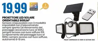 Eurospin Proiettore Led Solare Orientabile 600LM offerta