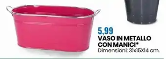 Eurospin Vaso in Metallo Con Manici 31x15x14 cm offerta