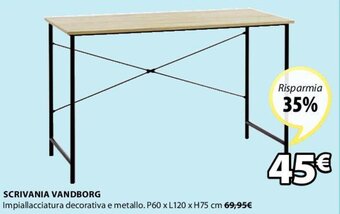 JYSK Scrivania Vandborg P60 x L120 x H75 cm offerta