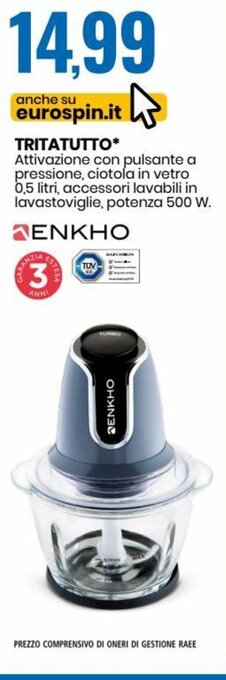 Enkho Frullatore in Vetro offerta di Eurospin