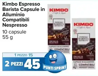 Carrefour Kimbo Espresso Barista Capsule in Alluminio Compatabili Nespresso 10 capsule 55 g offerta