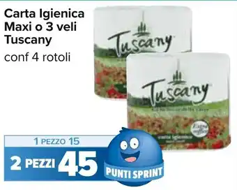 Carrefour Tuscany Carta Igienica Maxi o 3 veli 4 rotoli offerta