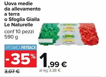 Carrefour Le Naturelle Uovo medie da allevamento a terra o Sfoglia Gialla 10 pezzi 590 g offerta