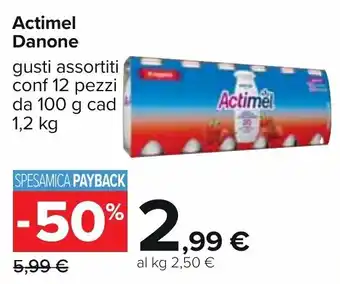 Carrefour Danone Actimel 12 pezzi 100 g cad 1,2 kg offerta