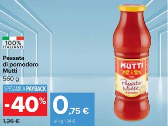 Carrefour Mutti Passata di pomodoro 560 g offerta