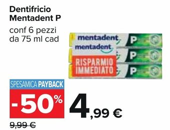 Mentadent P Dentifricio 6 pezzi 75 ml