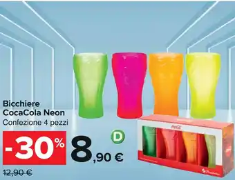 Carrefour Coca Cola Neon Bicchiere 4 pezzi offerta