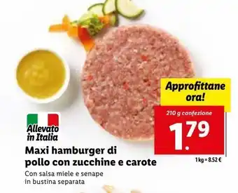 Lidl Maxi hamburger di pollo con zucchine e carote 210 g offerta