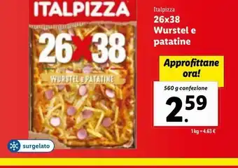 Italpizza 26x38 wurstel patatine 560g