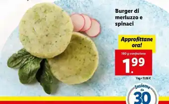 Lidl Burger di merluzzo e spinaci 180g offerta