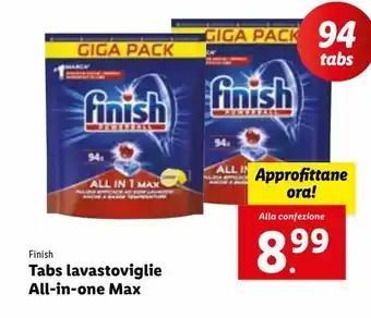 Lidl Finish tabs lavastoviglie all in one max offerta
