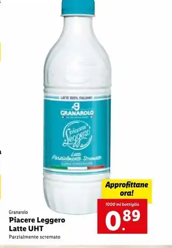 Lidl Piacere leggero uht parzialmente scremato granarolo 1000 ml offerta