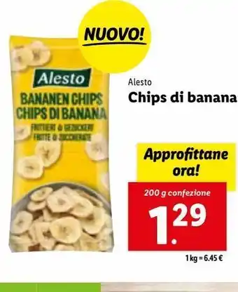Lidl Alesto chips di banana 200g offerta