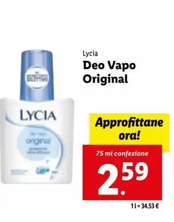 Lidl Lycia deo vapo original 75 ml offerta