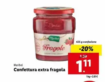 Lidl Maribel confettura extra fragola 425g offerta