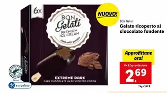 Lidl Bon gelati gelato ricoperto al cioccolato fondente 6x82g offerta