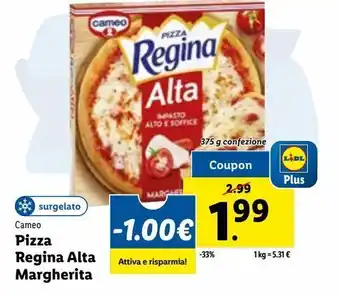 Lidl Pizza regina alta margherita cameo 375g offerta