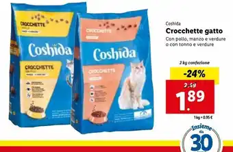 Lidl Coshida crocchette con pollo, manzo e verdure o con tonno e verdure 2 kg offerta