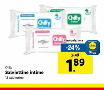 Lidl Salviettine intime chilly 12 salviettine offerta