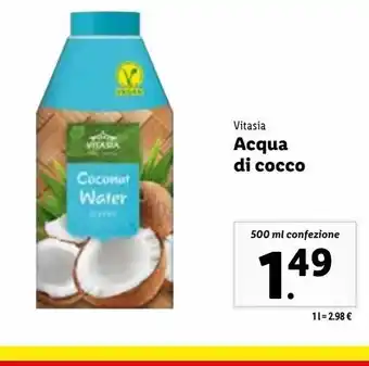 Lidl Vitasia acqua di cocco 500ml offerta