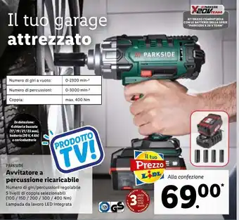 Lidl Avvitatore a percussione ricaricabile parkside offerta