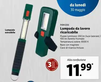 Lampada da lavoro ricaricabile parkside