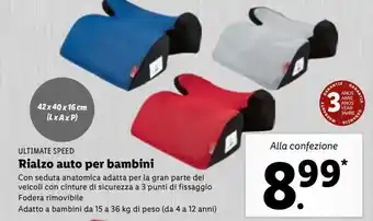 Lidl Rialzo per auto per bambini ultimate speed offerta