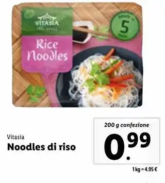 Lidl Vitasia  noodles di riso 200g offerta