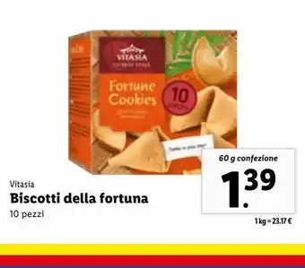 Lidl Vitasia biscotti della fortuna 10 pezzi 60g offerta