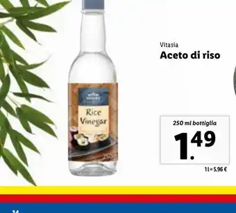 Lidl Vitasia aceto di riso 250ml offerta