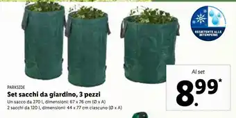 Lidl Set sacchi da giardino 3 pezzi parkside offerta